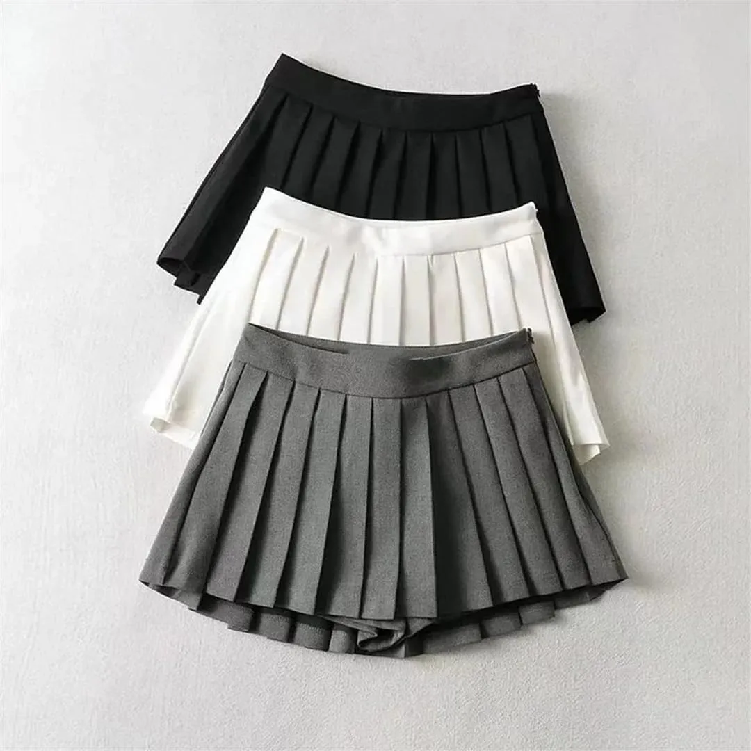 Women Summer Sexy High Waist Vintage Pleated Mini Skirts Tennis Student Dance Skirt