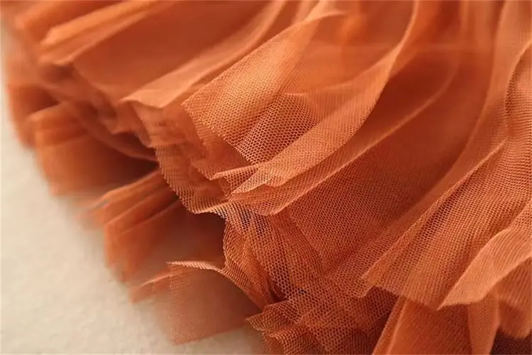 Women Tulle Long Skirt Casual Office A-Line Vintage Pleated Tiered Flowy Skirt