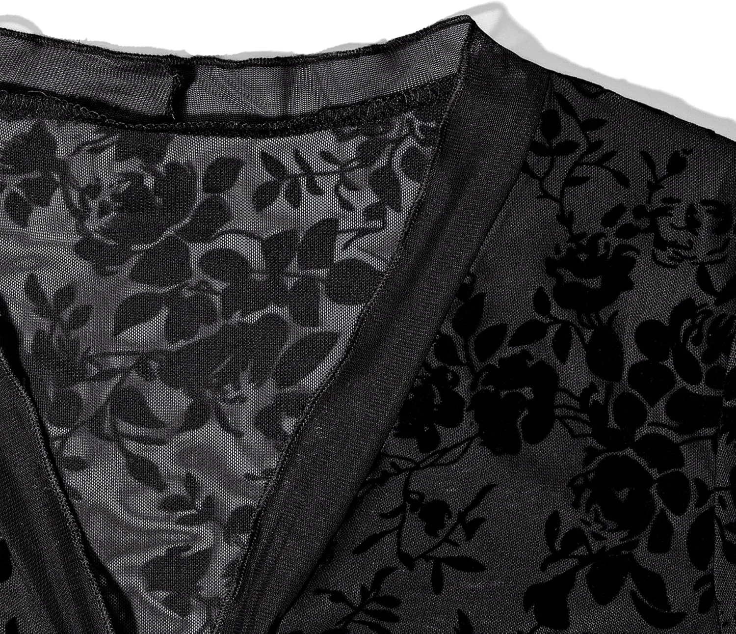 Women Y2k Lace See Through Top Sheer Mesh Deep V Neck Bell Long Sleeve Tie Front Floral Lace Sexy Going Out Slim Fit Blouse