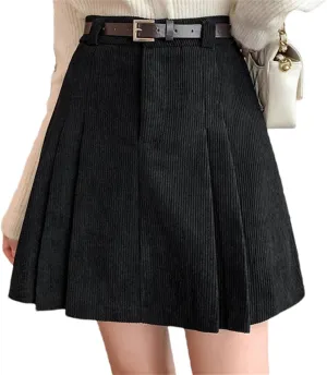 Women's A-Line High Waist Mini Pleated Skirt  Fashion Corduroy Casual Short Tennis Skirt Lightweight Golf Skirt