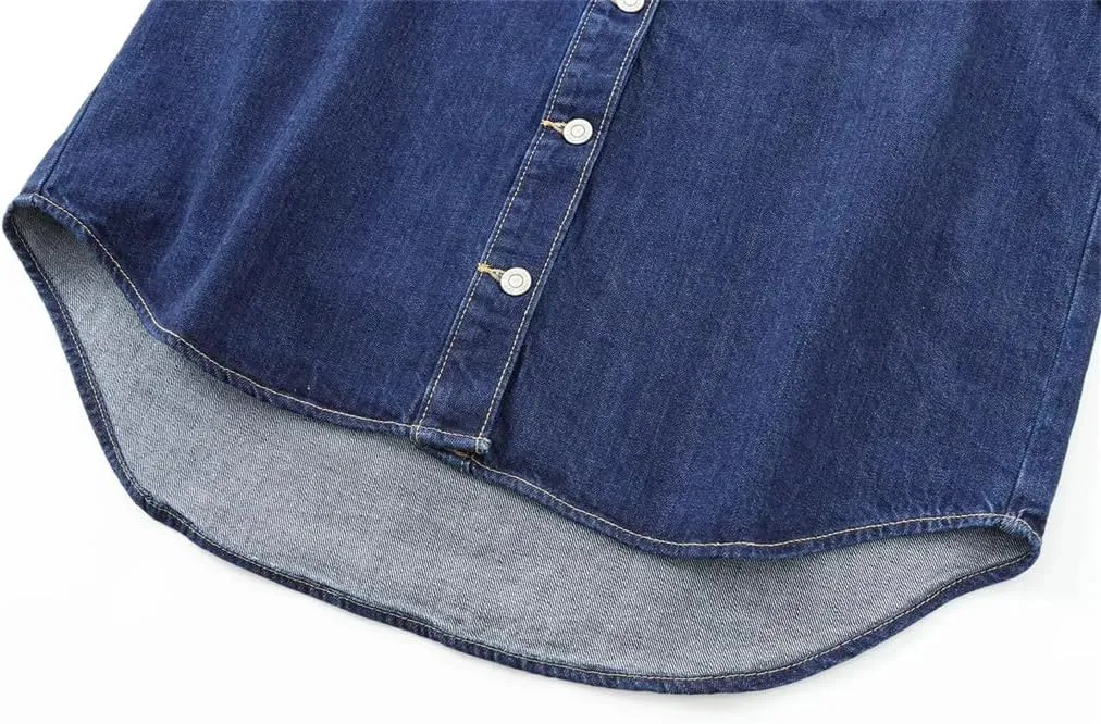 Women's Autumn Casual Loose Basic Denim Long Sleeved Single Breasted Office Lady Shirt Jacket