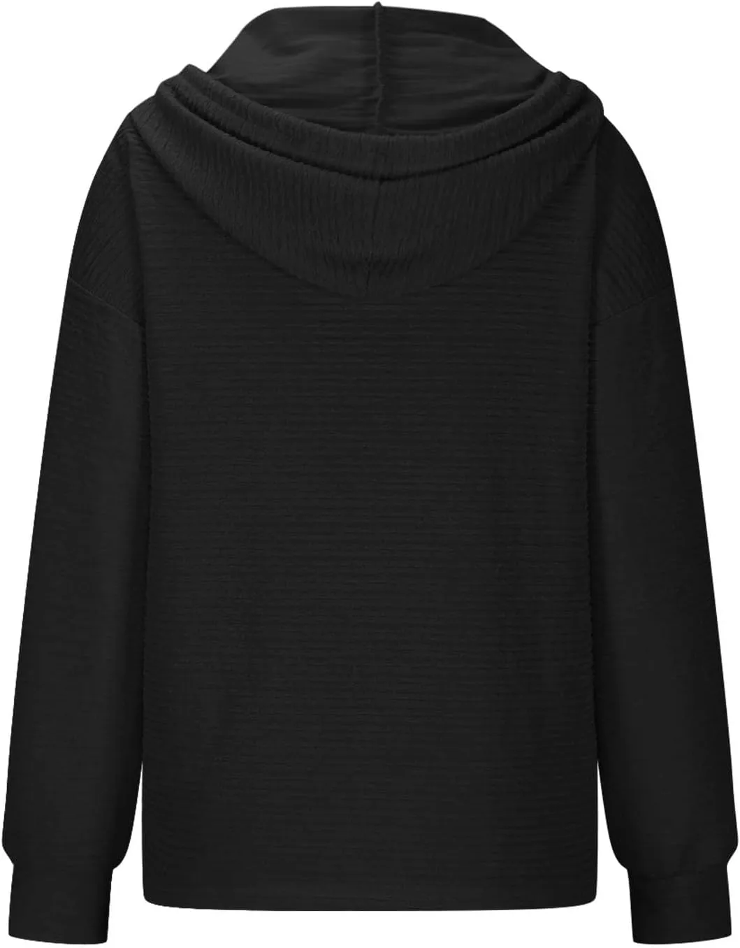 Women's Casual Hoodies Long Sleeve Solid Color Lightweight Pullover Tops Loose Sweatshirt Pleated Drawstring Shirts