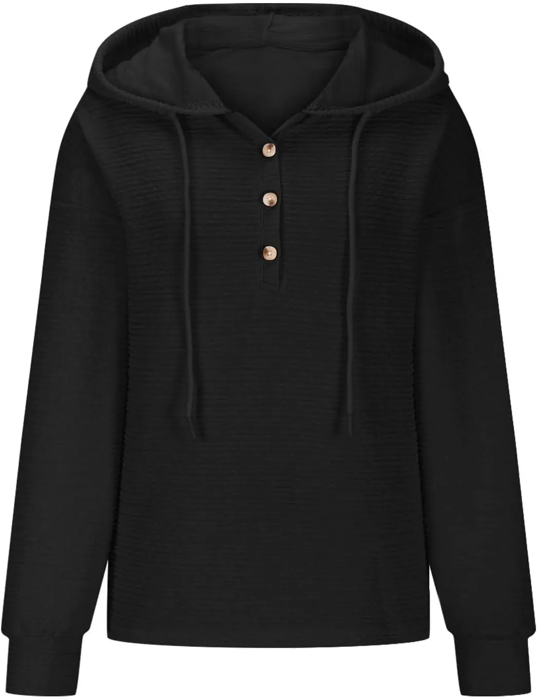 Women's Casual Hoodies Long Sleeve Solid Color Lightweight Pullover Tops Loose Sweatshirt Pleated Drawstring Shirts