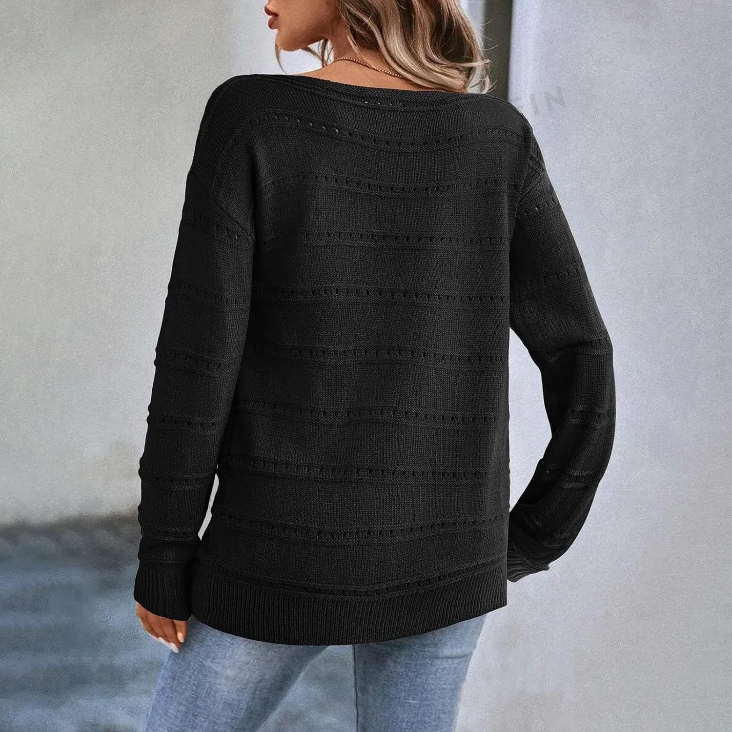 Womens Casual Sweater Lightweight Long Sleeve Off Shoulder Pullover Top Dressy Hollow Out Shirt 2024 Fall Outfits