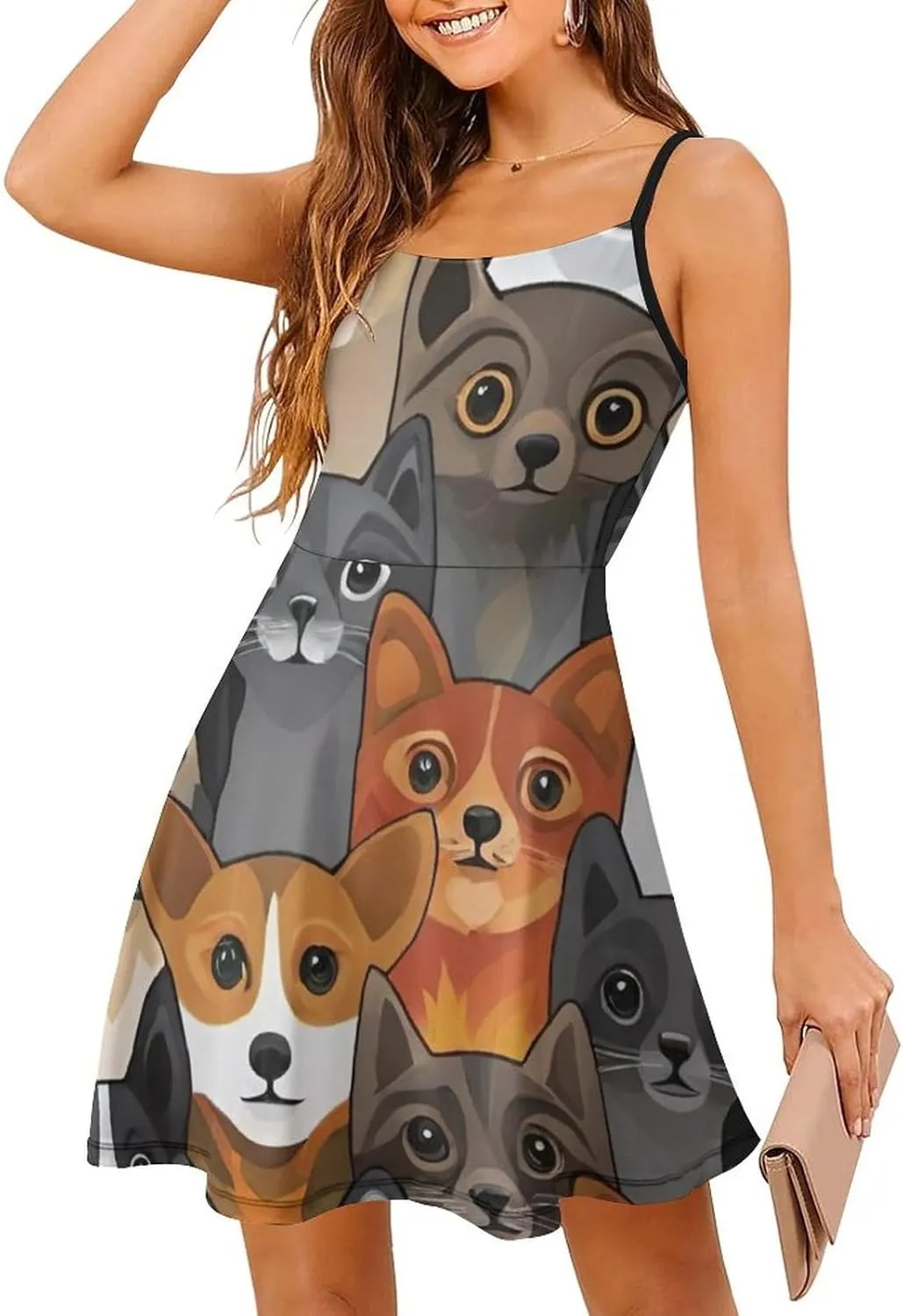 Women's Casual Swing Midi Sun Dress for Party Beach Date