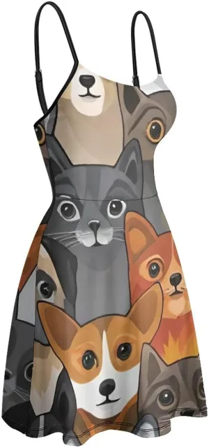 Women's Casual Swing Midi Sun Dress for Party Beach Date