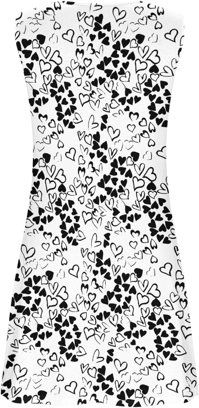 Women's Crewneck Sleeveless Sundress Boho Floral Print Beach Dresses Loose Fit Trendy Comfortable Clothing