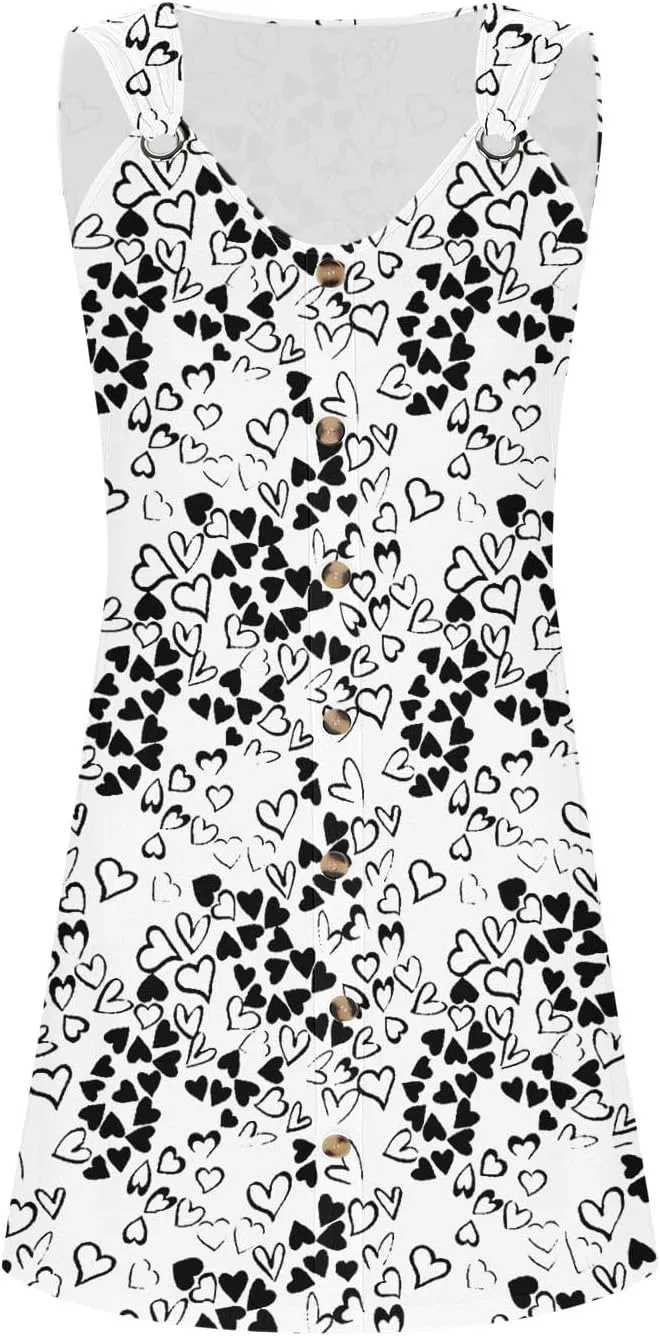 Women's Crewneck Sleeveless Sundress Boho Floral Print Beach Dresses Loose Fit Trendy Comfortable Clothing