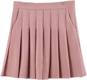 Women's Elastic High Waist Pleated Pockets A-Line Slimming Mini Short Skirt Tennis Skirts