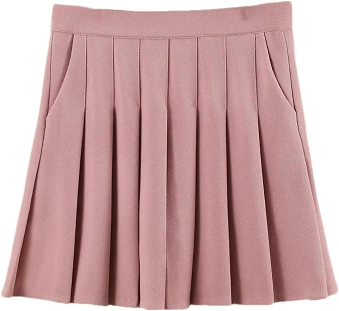 Women's Elastic High Waist Pleated Pockets A-Line Slimming Mini Short Skirt Tennis Skirts