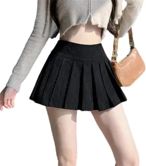 Women's High Waist Casual Vintage A-Line Corduroy Pleated Mini Skirt - Athletic Skort Tennis Skirts