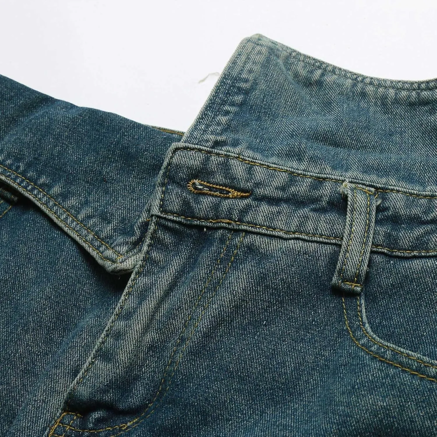 Women's High Waist Mini Denim Skirt Button Front Ruffle Hem A-Line Short Jean Skirts Bodycon Zip Fly Jean Mini