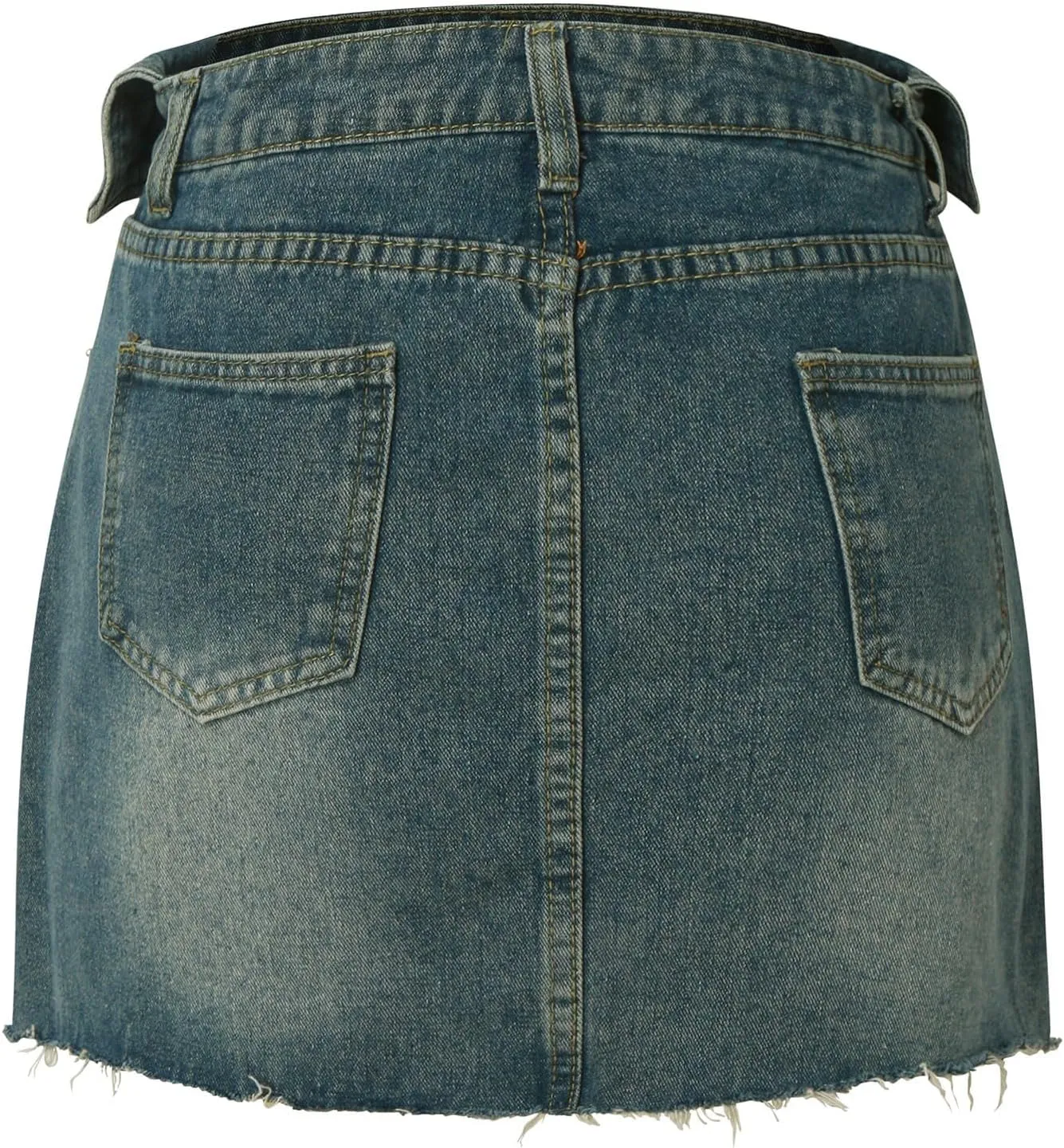 Women's High Waist Mini Denim Skirt Button Front Ruffle Hem A-Line Short Jean Skirts Bodycon Zip Fly Jean Mini
