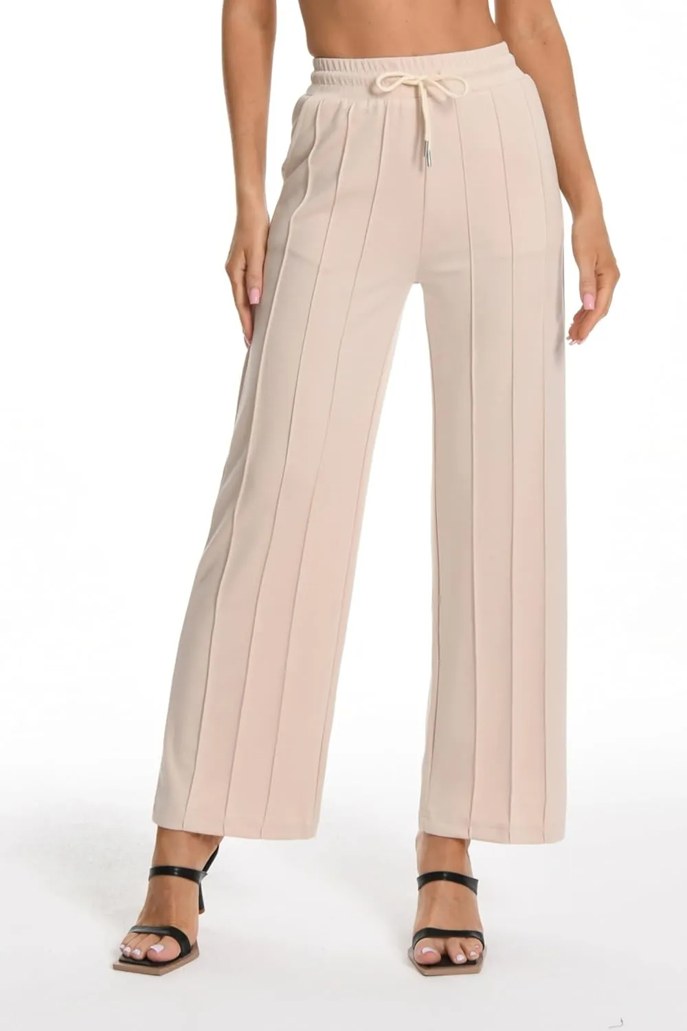 Women's High Waist Sweatpants Loose Fit Wide Leg Lounge Pants with Pleated Comfortable Straight Leg Yoga Trousers