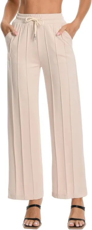 Women's High Waist Sweatpants Loose Fit Wide Leg Lounge Pants with Pleated Comfortable Straight Leg Yoga Trousers