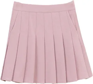 Women's High-Waisted Skirt with Pockets  Fashionable Mini Pleated School Uniform Casual Lightweight Golf Skirt