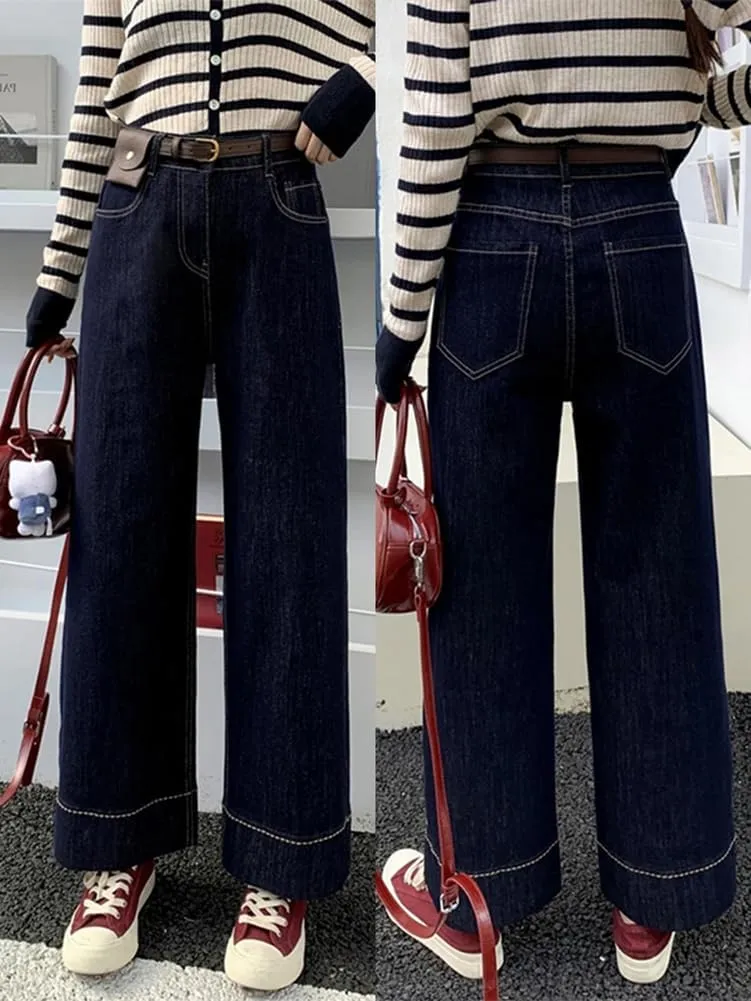 Women's High Waisted Wide Leg Jeans - Stretchy Straight Leg Denim Pants, 2025 Trendy Casual Comfort Fit