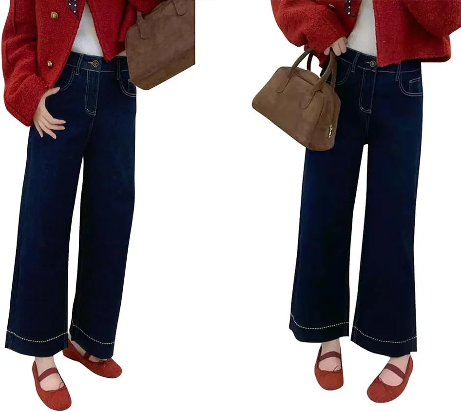 Women's High Waisted Wide Leg Jeans - Stretchy Straight Leg Denim Pants, 2025 Trendy Casual Comfort Fit