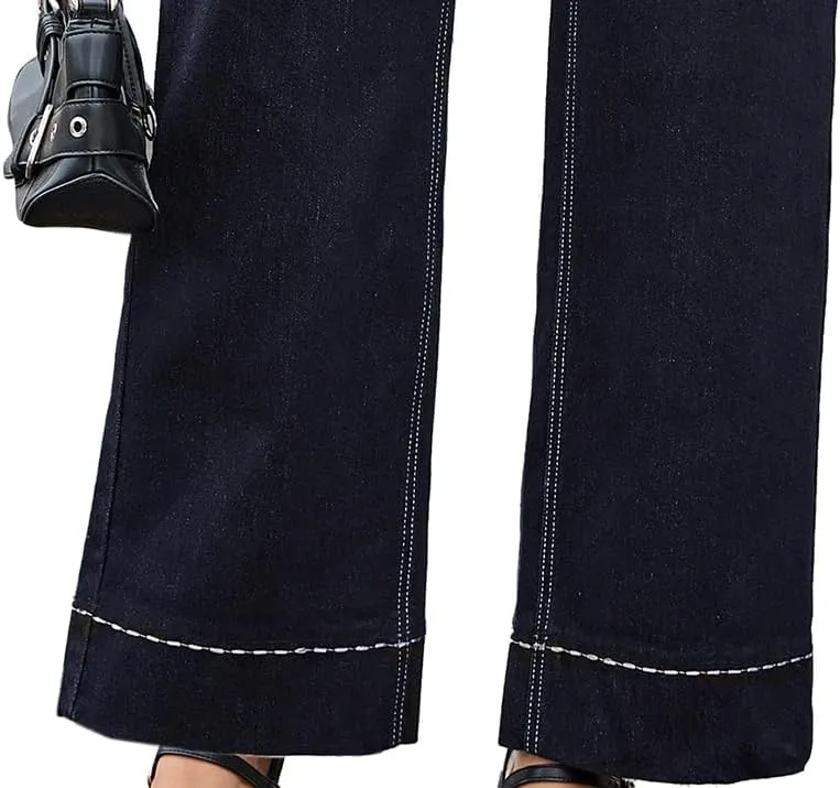 Women's High Waisted Wide Leg Jeans - Stretchy Straight Leg Denim Pants, 2025 Trendy Casual Comfort Fit