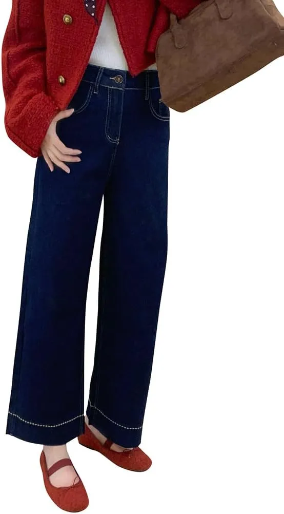 Women's High Waisted Wide Leg Jeans - Stretchy Straight Leg Denim Pants, 2025 Trendy Casual Comfort Fit