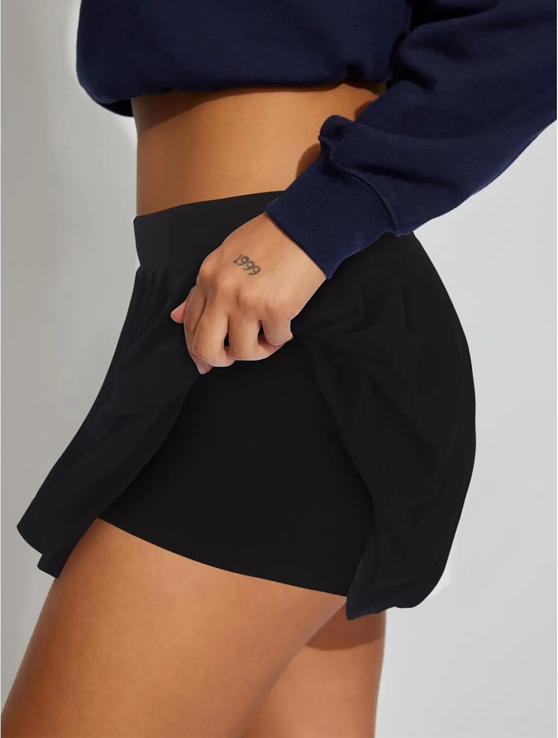 Women's Mini Pleated Skirts Sexy Club Y2k High Wiast Stretchy Tennis Skater A-line Skirt
