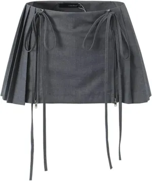 Women's Mini Skirt Lace Bow Pleated Zip Up Y2k Fairy Bodycon Skirt Sexy Streetwear Club Dress Harajuku Goth