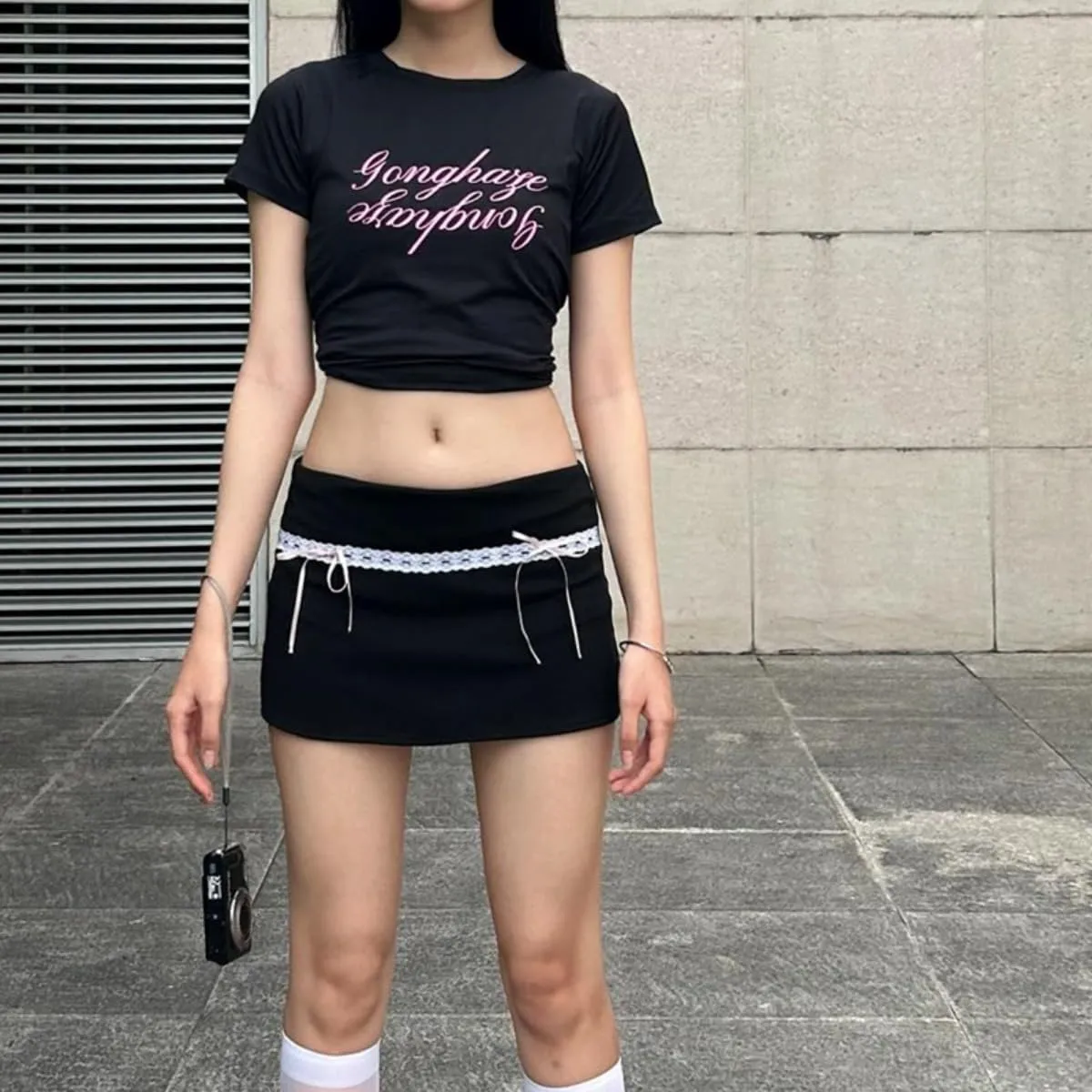 Women's Mini Skirt Lace Bow Pleated Zip Up Y2k Fairy Bodycon Skirt Sexy Streetwear Club Dress Harajuku Goth