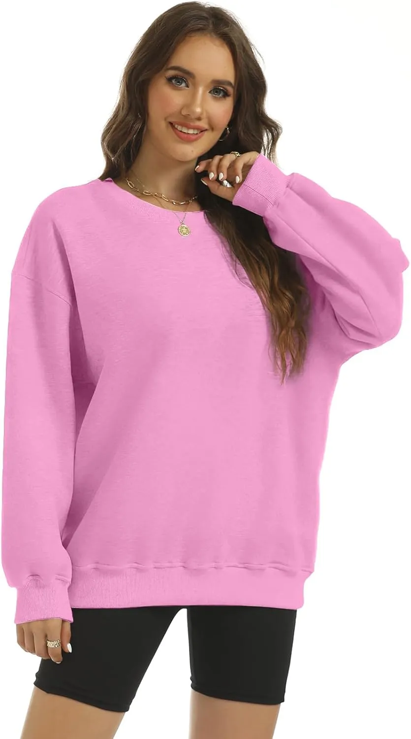 Women's Oversized Casual Long Sleeve Sweatshirt Comfy Hoodies Crewneck Fleece Pullover Sweaters Fall Outfits Clothes