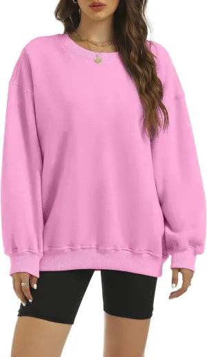 Women's Oversized Casual Long Sleeve Sweatshirt Comfy Hoodies Crewneck Fleece Pullover Sweaters Fall Outfits Clothes