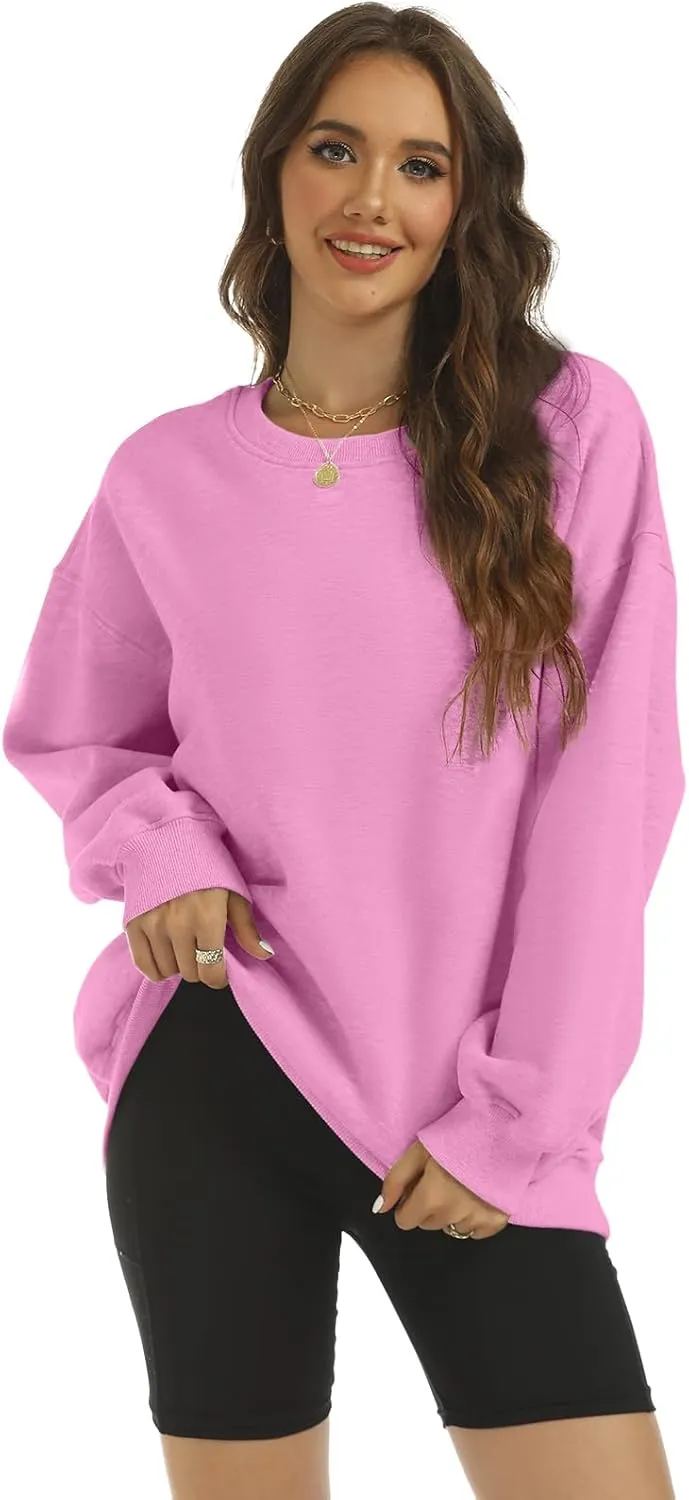 Women's Oversized Casual Long Sleeve Sweatshirt Comfy Hoodies Crewneck Fleece Pullover Sweaters Fall Outfits Clothes