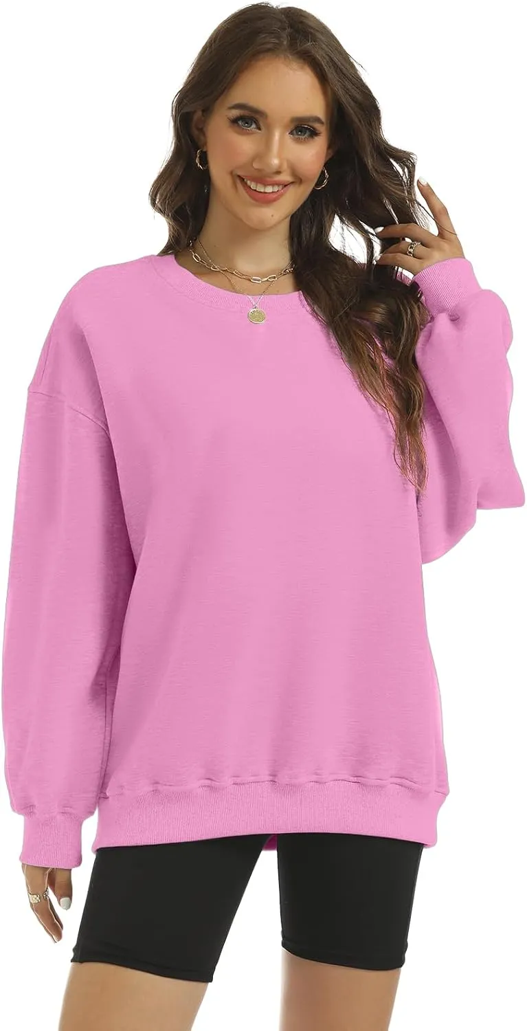 Women's Oversized Casual Long Sleeve Sweatshirt Comfy Hoodies Crewneck Fleece Pullover Sweaters Fall Outfits Clothes