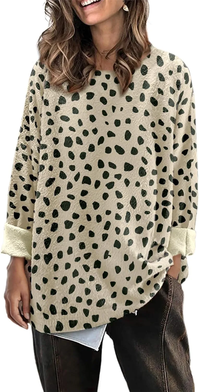 Womens Oversized Sweaters Fall 2024 Crewneck Knit Graphic Printed Pullover Sweater Tops Trendy Outfits