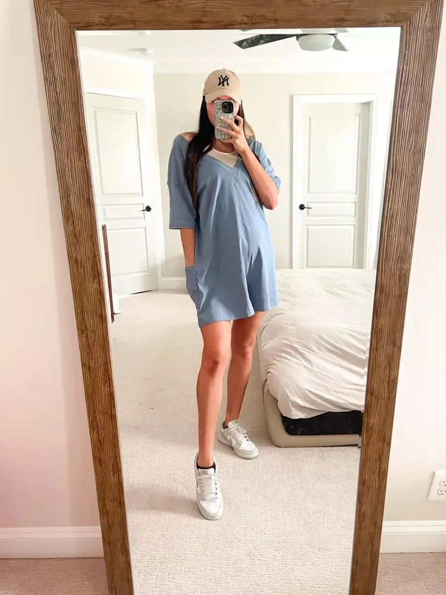 Women's Reversible Hot Shot Tee Rompers Casual Oversized Athletic Workout Jumpsuit Overalls