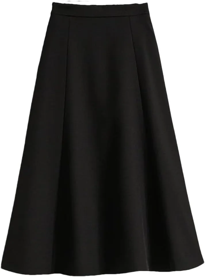 Women's Spring and Summer Solid Color High Waist Skirt Korean Loose Casual A-Line Midi Ball Gown Skirts