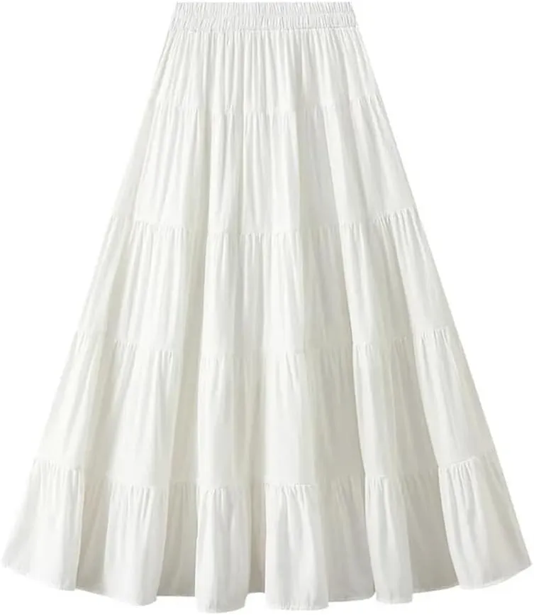 Women's Spring Summer Fashion Elastic High Waist Bow A-Line Long Slim Party Skirts