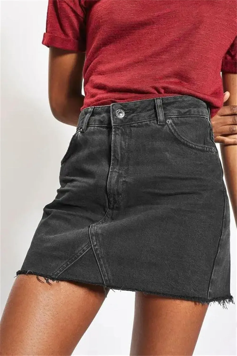 Women's Summer Fashion Sexy Denim Mini Skirt Zipper Fly Solid Slim Short Jeans Skirt