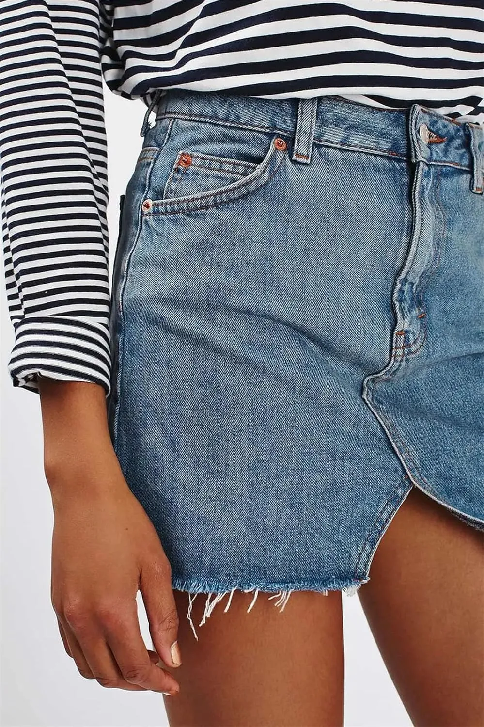 Women's Summer Fashion Sexy Denim Mini Skirt Zipper Fly Solid Slim Short Jeans Skirt