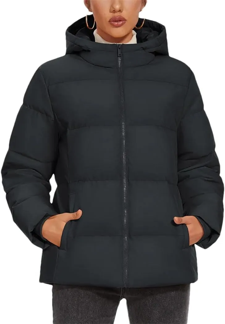 Women's Winter Down Jackets Hooded Lightweight Thermal Puffer Coats Padded Quilted Windproof Outwear