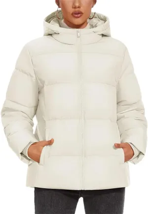Women's Winter Down Jackets Hooded Lightweight Thermal Puffer Coats Padded Quilted Windproof Outwear