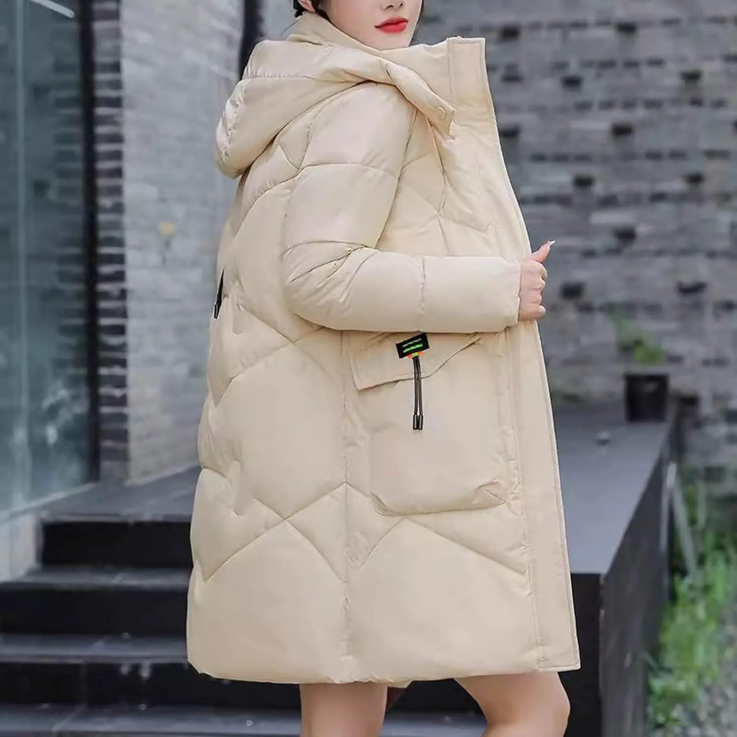 Women's Winter Long Puffer Coats Hooded Zip Up Casual Thickened Down Jackets 2024 Trendy Warm Clothes Outerwear
