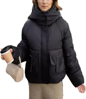 Women's Winter Thicken Cotton Down Coat Hooded Loose Fashion Warm Puffer Jacket