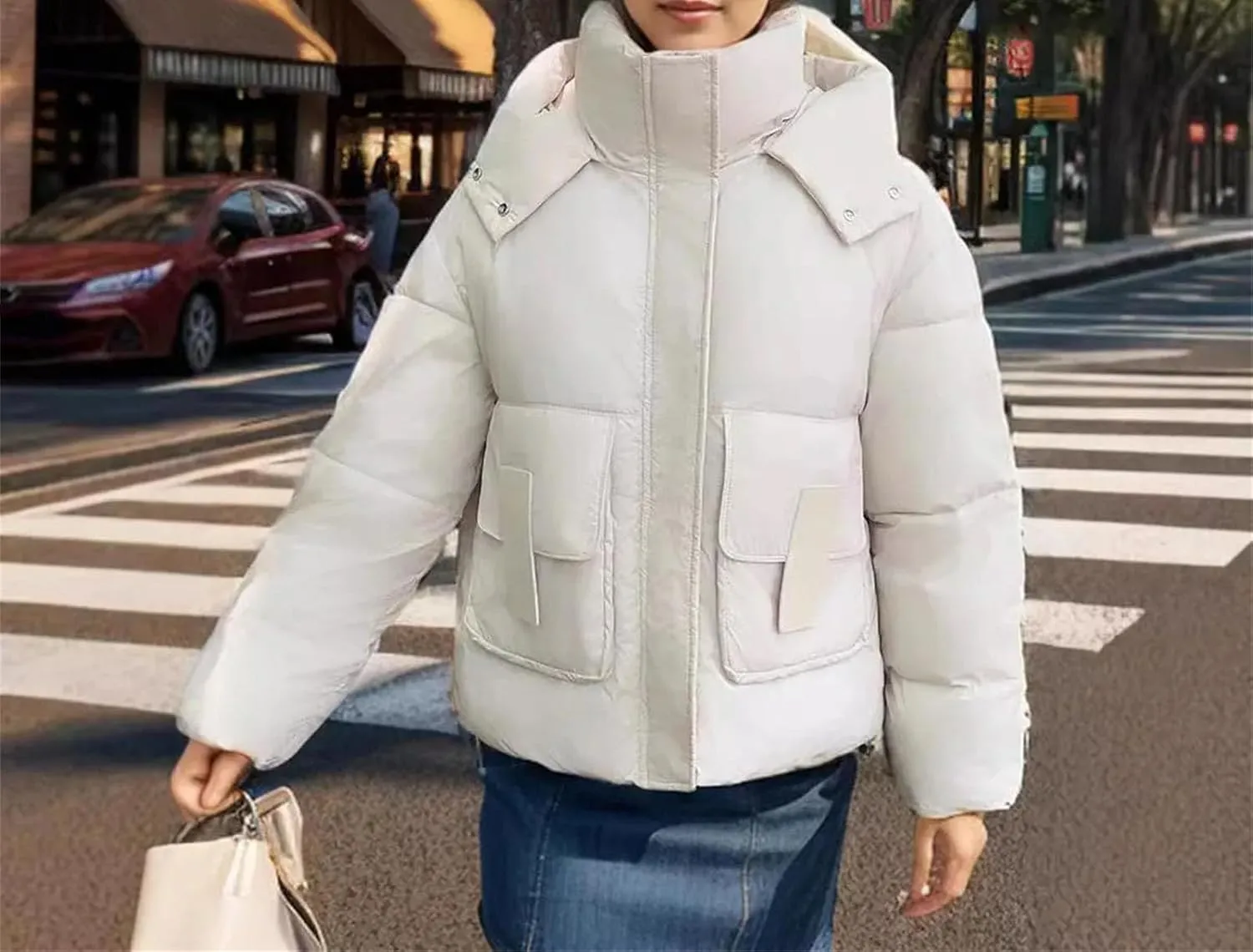 Women's Winter Thicken Cotton Down Coat Hooded Loose Fashion Warm Puffer Jacket