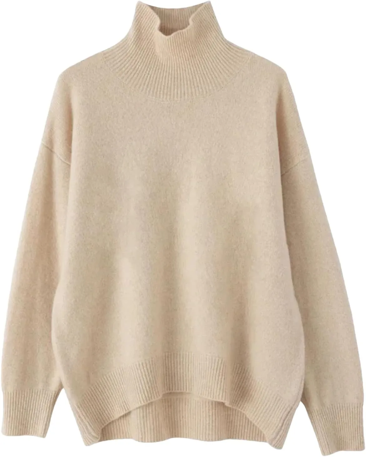 Women's Wool Sweater Turtleneck Loose Casual Soft Oversized Pullover