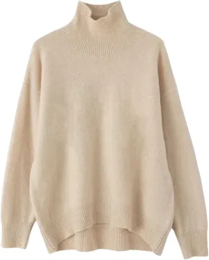 Women's Wool Sweater Turtleneck Loose Casual Soft Oversized Pullover
