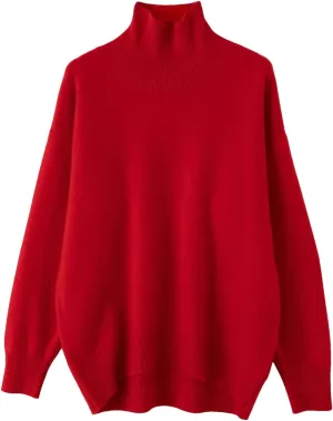 Women's Wool Sweater Turtleneck Loose Casual Soft Oversized Pullover
