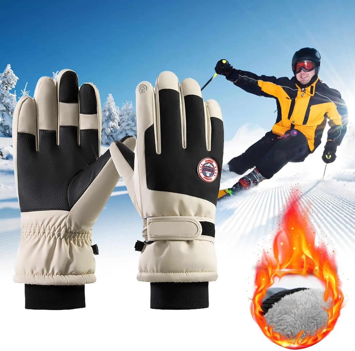 YOLAI Winter Warm Gloves for Men Touchscreen Gloves Cold Weather Windproof Thermal Snow Gloves for Working Cycling