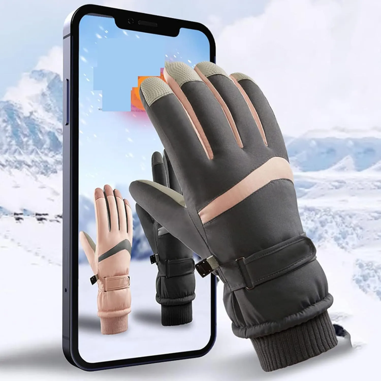 YOLAI Women Winter Ski Gloves Full Finger Winter Gloves Snowboarding Gloves Touchscreen Ski Gloves Women