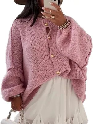 Yuemengxuan Women Oversized Cardigan Sweater Knit Button Fall Outfits Batwing Sleeve Sweaters Jackets Fashion Trendy Clothes
