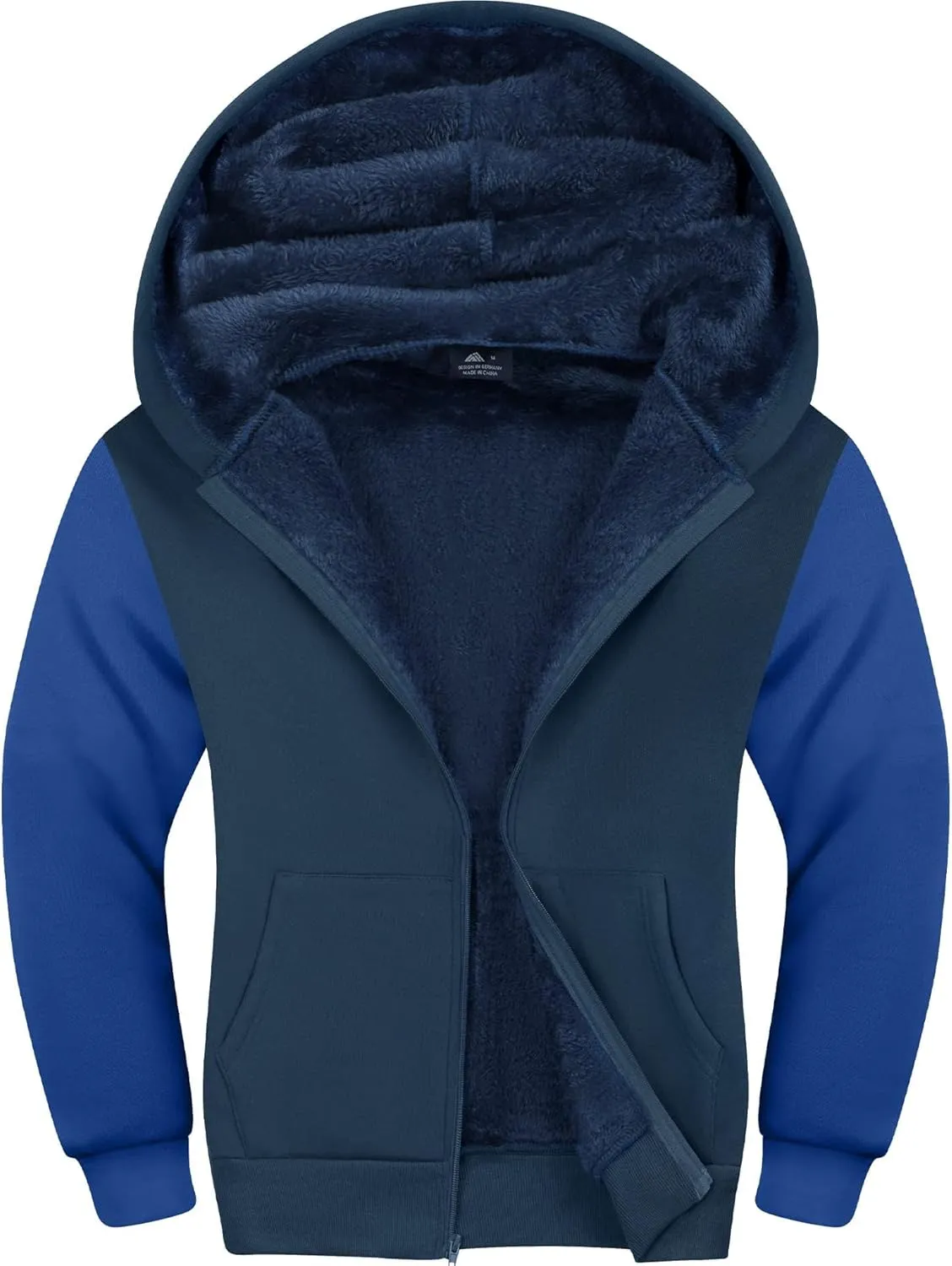 ZITY Boys Zip Up Hoodie Fleece Jacket Kids Sherpa Lined Sweatshirts Outerwear Warm Winter Coat 6-15 Years Old