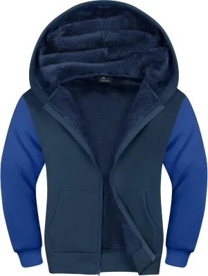 ZITY Boys Zip Up Hoodie Fleece Jacket Kids Sherpa Lined Sweatshirts Outerwear Warm Winter Coat 6-15 Years Old
